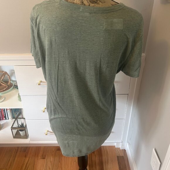 Women's GAP short sleeve v-neck linen green top new w/tag size small - Picture 2 of 8